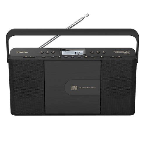 WINTECH CDクロックラジオ スリムデザイン AC電源／乾電池式 ブラック CDC-810-K(1個)[ラジオ]