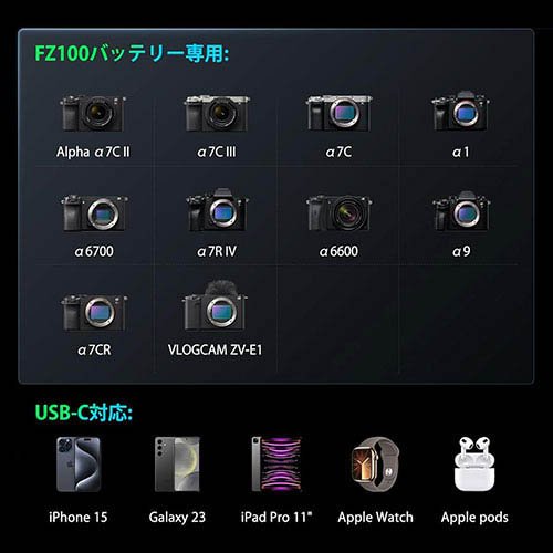 llano CS3 2in1 カメラバッテリー充電器 NP-FZ100用 CS3FZ100(1個入)[電池・充電池・充電器]_4