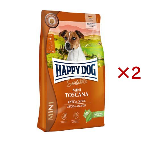 ハッピードッグ ミニ 感じやすい 小型犬 ミニ トスカーナ 家鴨＆年魚(4kg×2仕かける)[ドッグフード(素っ気ないボンネット)]
