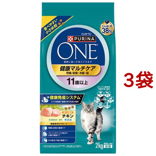 ピュリナワン キャット ドライ 健康マルチケア 11歳以上 チキン(2kg*3袋セット)[キャットフード(ドライフード)]の通販は 5,940円