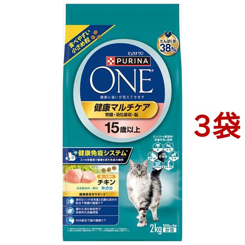 ピュリナワン キャット ドライ 健康マルチケア 15歳以上 チキン(2kg*3袋セット)[キャットフード(ドライフード)]の通販は 5,940円