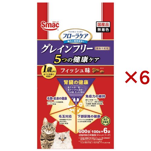 フローラケアCAT 5つの健康ケア 腎臓 フィッシュ味(6袋入×6セット(1袋100g))[キャットフード(ドライフード)]