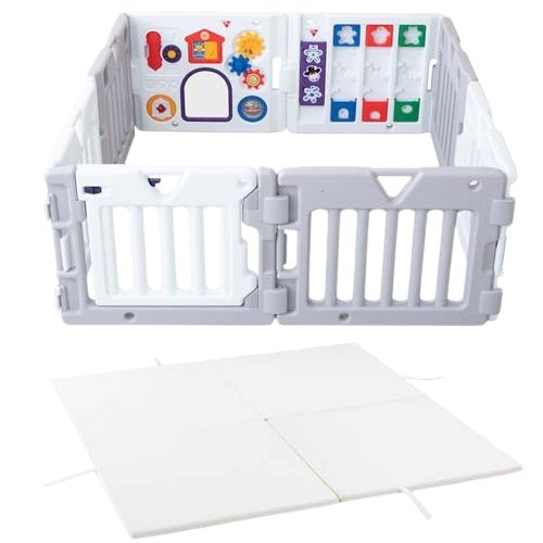 ミュージカルキッズランドDX II+拡張トイパネルセットグレー＆ホワイト+専用マット(1セット)[セーフティグッズ その他]