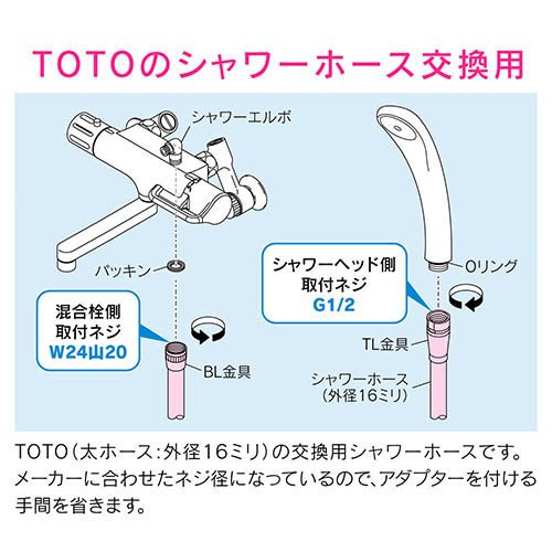 カクダイ GAONA(ガオナ) TOTO用シャワーホース 1.6m シルバー GA-FK144 日本製(10本入)[シャワーヘッド そ