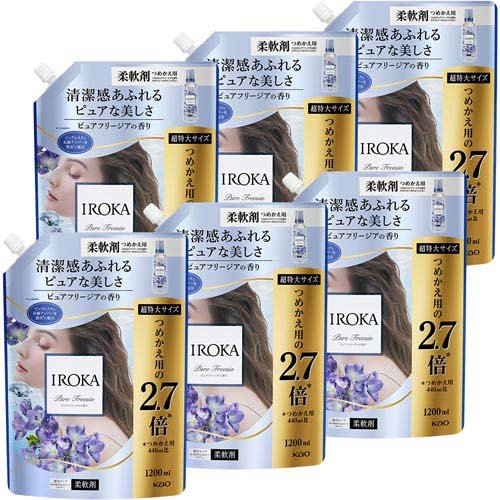 IROKA ピュアフリージア スパウト 梱販売用(1200ml×6個)[つめかえ用柔軟剤(液体)]