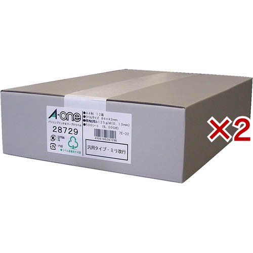 エーワン ラベルシール パソコン ワープロ 汎用タイプ ミリ改行12面 84×42mm 28729(500シート入×2セット)[事務用品]