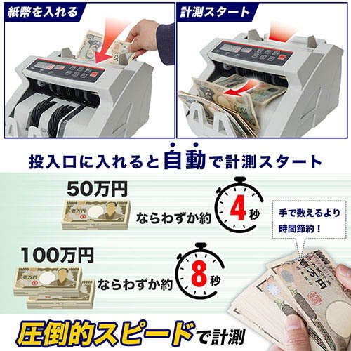 サンコー 超高速 紙幣カウンター 電動オート 2024紙幣対応 SHEC25SWH(1台)[事務用品]_3