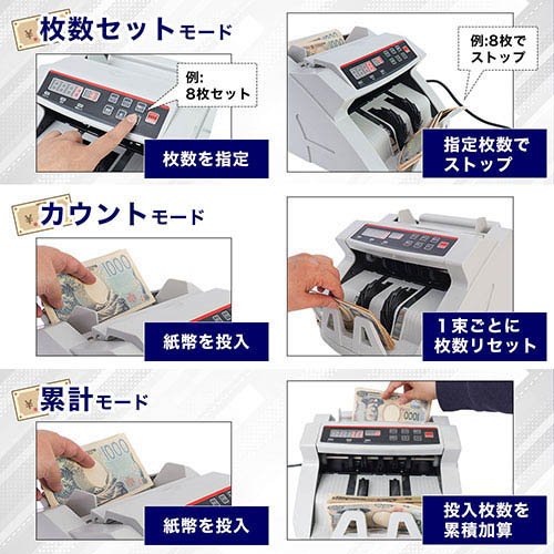 サンコー 超高速 紙幣カウンター 電動オート 2024紙幣対応 SHEC25SWH(1台)[事務用品]_4