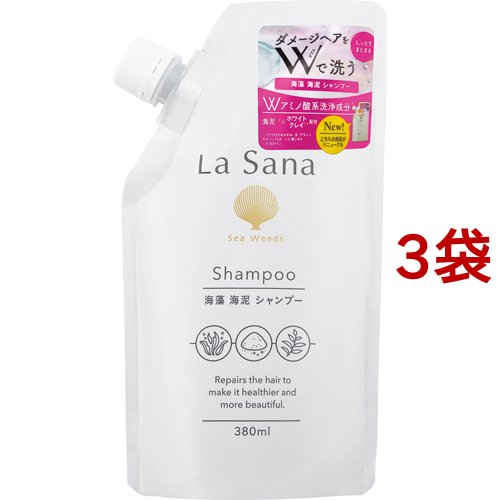 ラサーナ 海藻 海泥 シャンプー 詰め替え(380ml*3袋セット)[トリートメント・ヘアケア その他]の通販は 7,260円