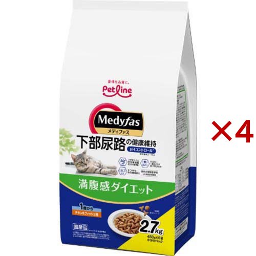 メディファス 満腹感ダイエット 1歳から チキン＆フィッシュ味(6袋入×4セット(1袋450g))[キャットフード(ドライフード)]