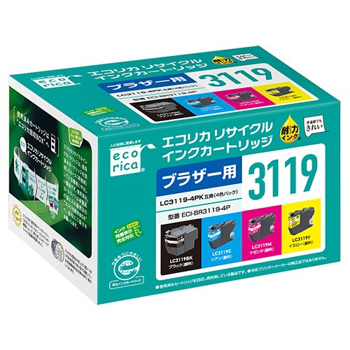 エコリカ 赤銅色用インキ薬莢 4色風呂敷き包み ECI-BR3119-4P(1個)[インキ]