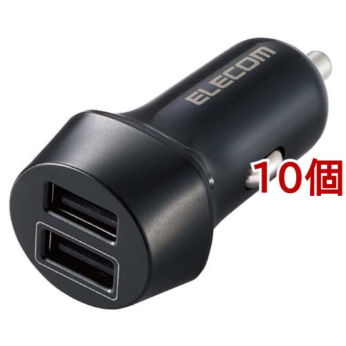 エレコム シガーチャージャー 合計出力12W 2ポート USB A *2 ブラック EC-DC08BK(10個セット)[充電器・バッテリー類] 10,711円