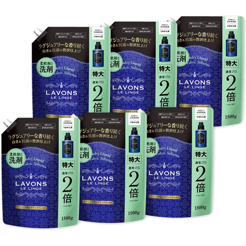 ラボン 柔軟剤入り洗剤 特大 ラグジュアリーリラックス 詰め替え 1500g 6コセット 柔軟剤入り洗濯洗剤つめかえ用 液体 の通販はau Pay マーケット 爽快ドラッグ