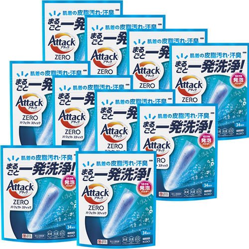 アタックZERO パーフェクトスティック 梱販売用(34本×10個)[つめかえ用洗濯洗剤(液体)]