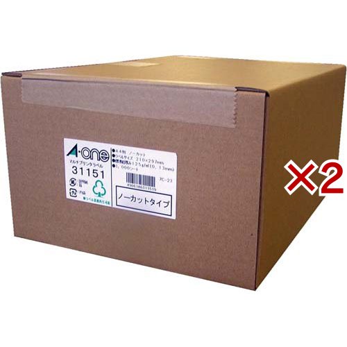 エーワン ラベルシール 1面 ノーカット 31151(1000シート×2セット)[文房具 その他]