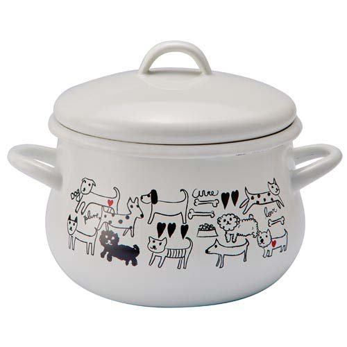 Plune. ホーロー 両手鍋 16cm モノトーンドッグ PCR-804(1個)[鍋]の通販は両手鍋