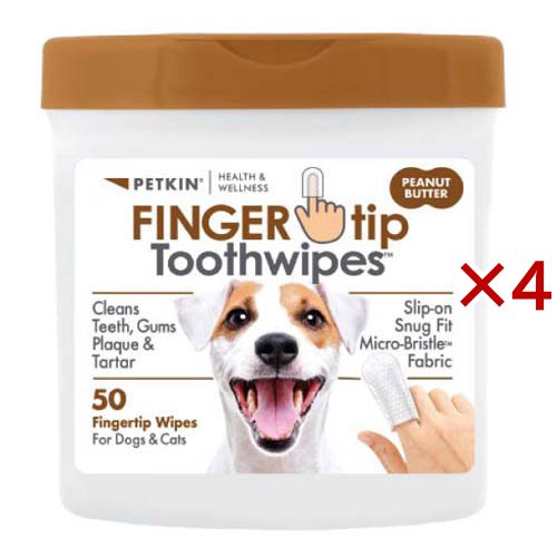 フィンガーティップワイプ 歯用 ピーナッツバター味(50枚入り×4セット)[ペットの雑貨・ケアグッズ]の通販は