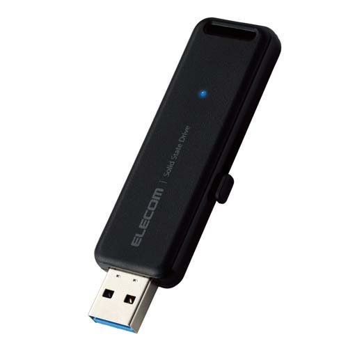 エレコム SSD 外付け 1TB USB3.2 Gen2 スライド式 ノック式 高速 耐衝撃 ブラック(1個)[情報家電　その他]