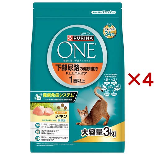 ピュリナワンキャット ドライ 下部尿路の健康維持 1歳以上 チキン(3kg×4セット)[キャットフード(ドライフード)]