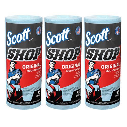 POT様おまとめ SCOTT ショップタオル ブルーロール 55カット 65940(3セット)[雑巾