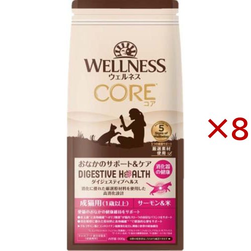ウェルネス コア ダイジェスティブヘルス 成猫用 サーモン＆米(800g×8セット)[キャットフード(ドライフード)]