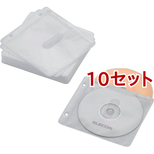 エレコム ブルーレイ・CD・DVD対応不織布ケース ホワイト CCD-NBWB60WH(30枚入(両面収納)*10セット)[ブルーレイメディア]