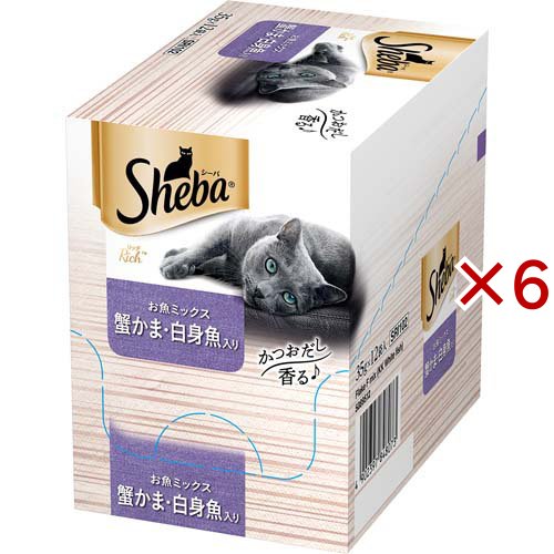 シーバ リッチ ごちそうフレーク 贅沢お魚ミックス 蟹かま・白身魚(12袋入×6セット(1袋35g))[キャットフード(ウェット)]の通販は 6,548円