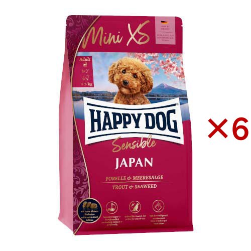 ハッピードッグ ミニ センシブルXSジャパン チキン、トラウト＆海藻(300g×6セット)[ドッグフード(ドライフード)]