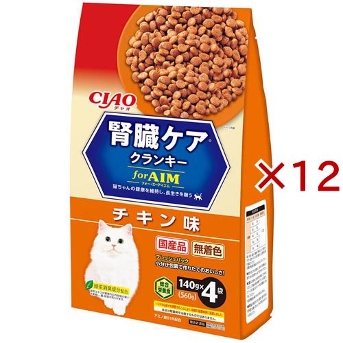 チャオ 腎臓ケアクランキー チキン味(4袋入×12セット(1袋140g))[キャットフード(ドライフード)]