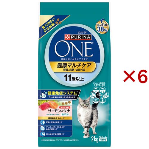 ピュリナワンキャット ドライ 健康マルチケア 11歳以上 サーモン＆ツナ(2kg×6セット)[キャットフード(ドライフード)]
