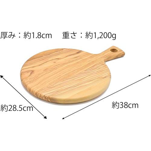 スワンソン商事 サービングボード 丸 M 木製 オリーブ パドルボード LV-353(1個)[食器・カトラリー その他]