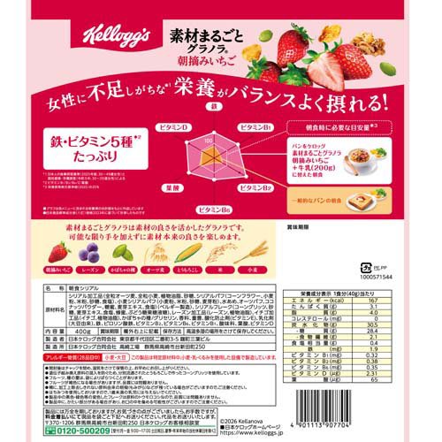 素材まるごとグラノラ 朝摘みいちご(400g×12セット)[シリアル]_4