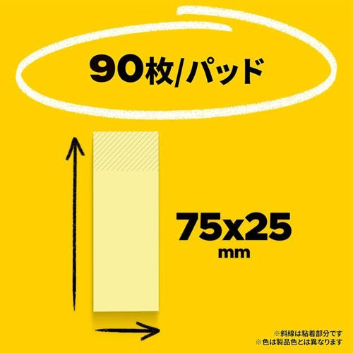 ポストイット 付箋 強粘着 再生紙 75mm x 25mm パステルカラー 5002SS-AP2(40パッド入×2セット)[事務用品]_1