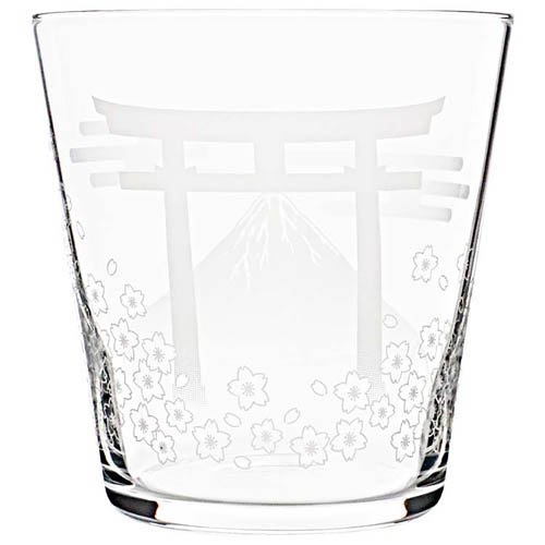 ロックグラス 鳥居と富士山柄 340ml 日本製 食洗機対応 B-00111-J447(60個)[食器・カトラリー その他]