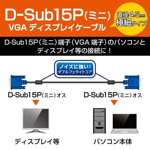 エレコム RoHs対応D-sub15ピン ミニケーブル ノーマル 20m ブラック CAC-L20BK／RS(1個)[情報家電　その他]_2