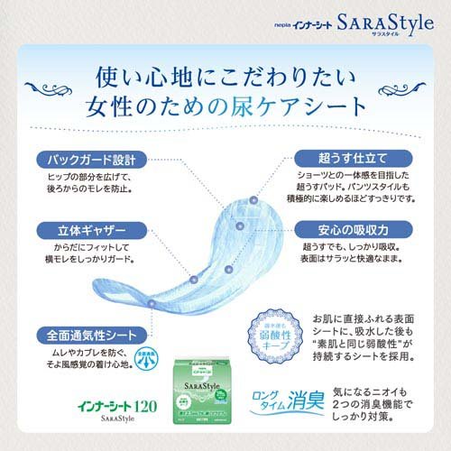 ネピア SARAStyle(サラスタイル) インナーシート120(16枚入*18袋セット)[軽失禁用品]