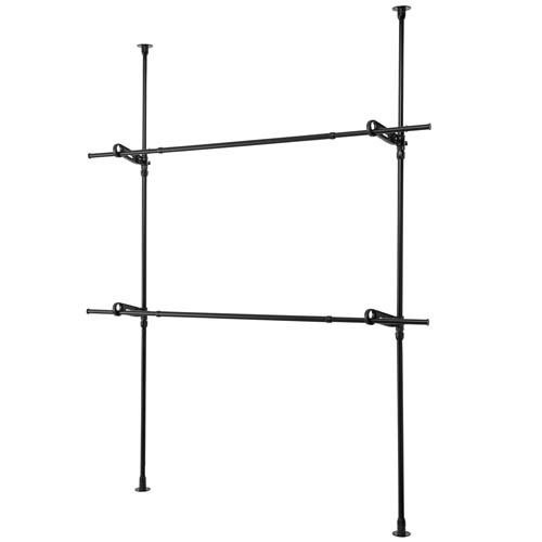 つっぱり式ダブルポール (高さ200-275cm) TWP-BK(1台)[もの干し・スタンド]