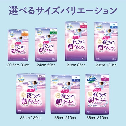 ナチュラ 夜つけて朝あんしん 吸水パッド 29cm 130cc(16枚入)[尿漏れ