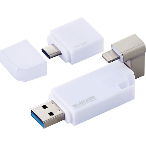 エレコム iPhone iPad USBメモリ Apple MFI認証 64GB ホワイト MF-LGU3B064GWH(1個)[情報家電　その他]_1
