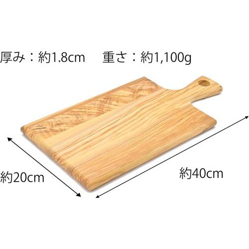 スワンソン商事 サービングボード 長角 M 木製 オリーブ パドルボード LV-375(1個)[食器・カトラリー その他]