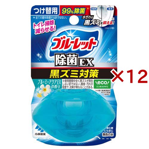液体ブルーレット おくだけ除菌EX 黒ズミ対策 つけ替用 ブルーミーアクアEXの香り(67ml×12セット)[トイレ用置き型 消臭・芳香剤]