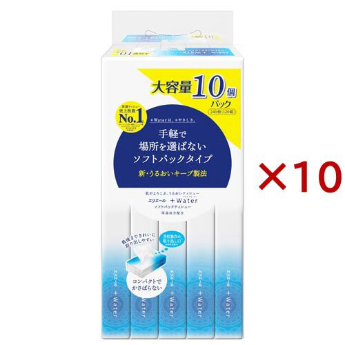 エリエール +Water ソフトパック 120組(10パック×10セット)[箱ティッシュ]