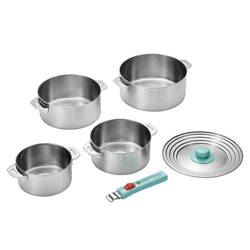 よこやま 燕熟の技 クワトロ ステンレス鍋14cm＆16cm＆18cm＆20cm 蓋付き EJQ-1500(1セット)[鍋]