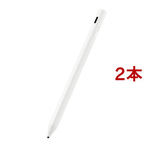 エレコム タッチペン スタイラスペン 充電式 USB Type-C 充電 ホワイト P-TPACST03WH(2本セット)[その他]