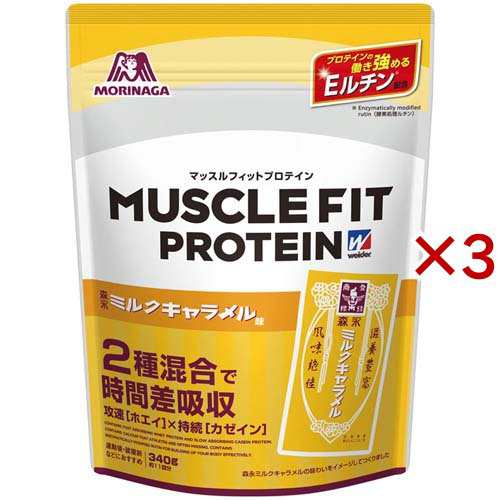 ウイダー マッスルフィットプロテイン 森永ミルクキャラメル味(340g×3セット)[プロテイン その他]の通販は