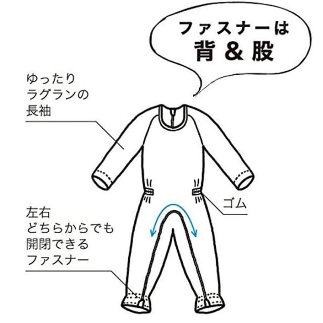 FOOTMARK（フットマーク）介護つなぎ服・背開き LLサイズ 介護用品 防