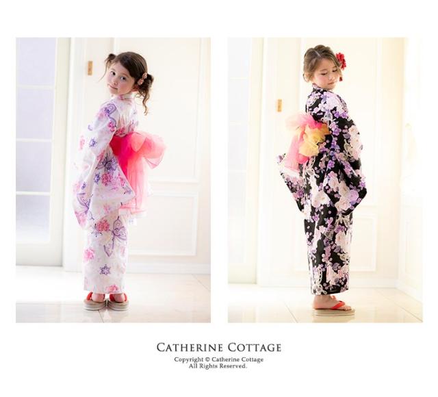 子供 浴衣セット 女の子 浴衣 兵児帯2本セット キッズ おしゃれゆかた レトロ 花柄100 110 1 130 140 150 160 Cm Tak Nf001の通販はau Pay マーケット キャサリンコテージ Au Pay マーケット店