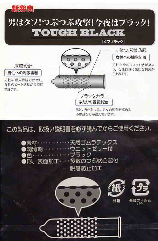 タフブラック 厚膜黒凸起コンドーム 12個x3箱セット 避妊 CONDOM 厚め