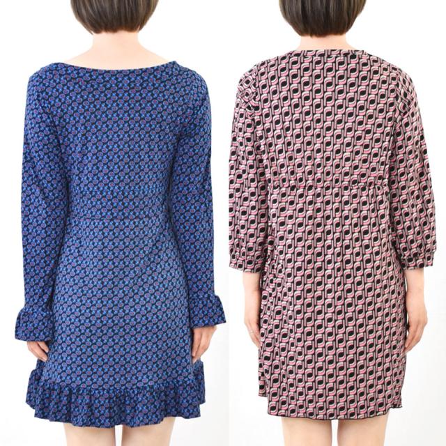 ワンピース 長袖 七分袖 レトロ柄 60年代 70年代 80年代 レディース トップス 総柄 フレア スクエアネック ラウンドネック Todn243 の通販はau Pay マーケット テラコッタ