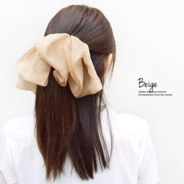 ベージュ 大きめ シフォン ヘアクリップ ヘアアクセサリー zb5 2024年